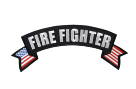 11&quot; Fire Fighter American Flag Banner Embroidered Patch - £22.84 GBP