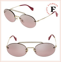 Miu Miu Societe MU60TS Crystal Pink Gold Oval Rimless Mirrored Sunglasses 60T - £151.35 GBP