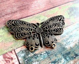 Large Butterfly Pendant Connector Link Antiqued Bronze Spring Charm Chandelier B - £2.43 GBP