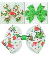 NEW Dr Seuss Grinch Stole Christmas Girls 4.5-inch 3-inch Hair Bow Clip - $8.21 CAD