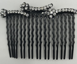 Mariell Black Hair Comb with Rhinestone Flowers 2.25&quot; across New - £8.52 GBP