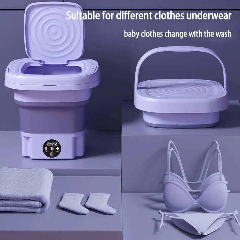 Portable Foldable Washing Machine With Spin Dryer Automatic Mini Underwear  Sock - £52.47 GBP+