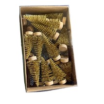 24 Gold &amp; Silver Bottle Brush Tree 2&quot; tall Christmas Decor Boxed Creativ... - $16.78