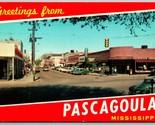 Greetings From Pascagoula Mississippi Ms Cromo Cartolina J8 - $3.03