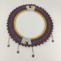 Maasai Handmade Beaded Disc Necklace African Tribal Jewelry - £69.73 GBP