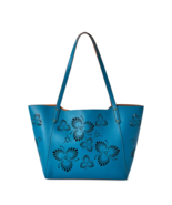 Pioneer Woman Tote w/Pouch ~ BLUE ~ Laser Cut ~ Dual Handles ~ Vegan Lea... - $854.49 MXN