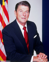 Ronald Reagan Color President Republican By Flag Great Image 16x20 Canvas Giclee - $69.99