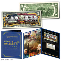 American Civil War UNION GENERALS Genuine US $2 Bill in 8x10 Collectors Display - $18.65
