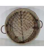 Vintage RUSTIC ART POTTERY TRAY LEATHER HANDLES 10&quot; Tree Motif Signed - ... - $354.47 MXN