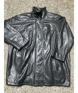 LNR Black Genuine Leather Jacket w/ High-Neck Design Oversized Men&#39;s Lar... - $554.62 MXN