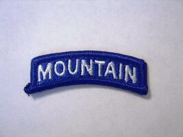 MOUNTAIN TAB PATCH FULL COLOR WHITE ON BLUE NOS - $3.27