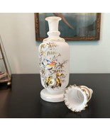 Bristol Glass Vanity Bottle Decanter Hand-painted Bird &amp; Flowers ATQ Vic... - £58.28 GBP