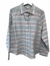 Brooks Brothers Button Front Roll Tab Sleeve Shirt Soft Pastels 100% Cotton 14 - £23.71 GBP