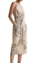 Reiss Women&#39;s Rosie Animal Print Linen Blend Midi Dress Lined Pockets 6 ... - £85.93 GBP