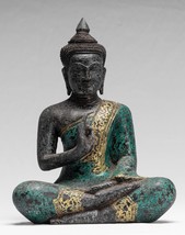 Buddha - Antique Khmer Style Seated Wood Buddha Statue Teaching Mudra - 30cm/12&quot; - £386.94 GBP