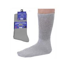 Diabetic Socks for Men (3-Pack) Gray Comfort Crew Socks for Diabetics up... - £11.88 GBP