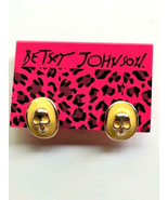 Betsey Johnson Yellow Enamel Skull Face Punk Post Earrings - £10.19 GBP
