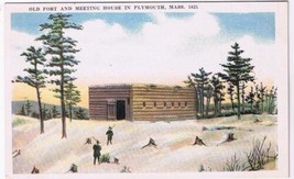 Postcard Old Fort &amp; Meeting House in Plymouth Massachusetts  - £2.28 GBP