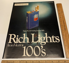 Vintage Print Ad Viceroy Cigarettes Rich Lights 100&#39;s 1970s Ephemera 13&quot;... - $12.73