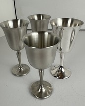 Pewter Boardman Colonia 4 Wine/Water Goblets Glossy &amp; Satin Finish Vario... - £12.89 GBP