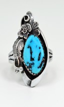 Vicki Orr Vintage Navajo Kingman Nugget Turquoise Sterling Silver Ring - £196.65 GBP