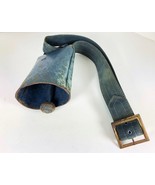 Antique Primitive Forged Iron Cow Sheep Bell Clapper w/ Strap Blue Rusti... - £39.56 GBP