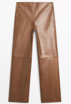 MASSIMO DUTTI BNWT 2026. CAMEL SHINY NAPPA LEATHER TROUSERS PANTS. 5353/673 - $409.91