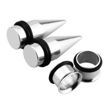 4 pieces Ear Taper Gauges Plugs Stretcher Stainless Steel Single Flare Tunnel Ey - £11.26 GBP
