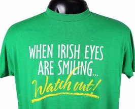Vtg 80s Irish Eyes Funny T-SHIRT Xl Fits M/L 50/50 Made In Usa St. Patrick&#39;s Day - £11.44 GBP