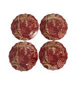 222 Fifth Joyeux Noel Gold Salad Plates Set of 4 Red Eiffel Tower Christmas 8.25 - $36.00