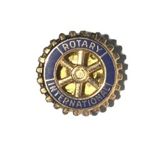 Rotary International Small Vintage Gold &amp; Blue Colored Lapel Pin - $214.78 MXN