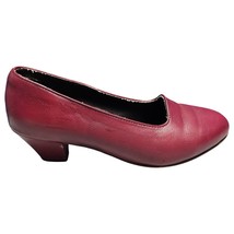 Softspots Pump Shoes Womens Size 6.5 Burgundy Leather Comfort Block Heel Slip On - $21.35