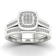 Authenticity Guarantee 
10K White Gold 1/2ct TDW Diamond Cluster Bridal ... - £550.83 GBP