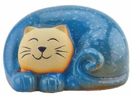 Smiling Ceramic Sitting Cat Figurine 5&quot; L (Blue) - $300.05 MXN