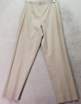 Josephine Chaus Pants Women Petite 10 Tan Rayon Straight Leg Flat Front Side Zip - £13.80 GBP