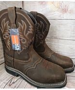 HISEA NINGO Men Steel Toe Work Boots Waterproof Square Toe Leather Weste... - $73.80