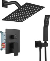 Gotonovo Matt Black Shower System Bathroom Shower Faucet Set Wall Mounted 8 Inch - £110.30 GBP