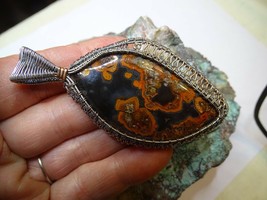 Handmade Turkish Agate Pendant Sterling Silver &amp;Copper Wire Weave Exceptional!! - £138.91 GBP