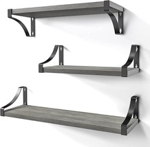 Floating Shelves Wall Mounted Set of 3, Rustic Wood Wall - £41.08 GBP