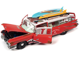 1959 Cadillac Eldorado Ambulance Red w White Top Malibu Beach Rescue Weathered w - £84.75 GBP