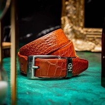 Emilio Genuine Exotic Alligator Belt Cognac image 4
