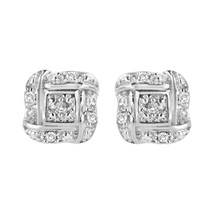 Sterling Silver Round Cut Diamond Square Stud Earrings (0.04 cttw, H-I Color,... - £65.35 GBP