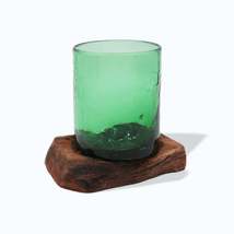 Molton Recycled Beer Bottle Glass On Wooden Stand - £19.97 GBP