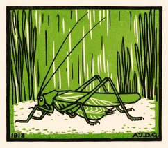 11317.Decor Poster.Home room Wall art.Julie De Graag painting.Grasshopper.Green - £13.02 GBP+