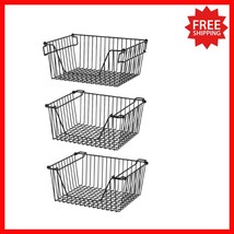 Rust-Resistant Wire Storage Baskets with Handles - Farmhouse Style Set of 3 - $62.07