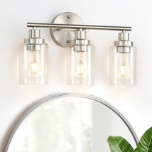 Vanity Wall Light Fixtures, Modern 3 Lights Wall Sconce With Clear, E26 Base - £34.75 GBP