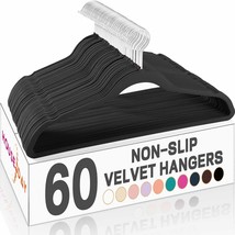 Black Velvet Hangers 60 Pack, Premium Clothes Hangers Non-Slip Felt Hangers, Stu - £36.76 GBP