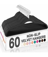 Black Velvet Hangers 60 Pack, Premium Clothes Hangers Non-Slip Felt Hang... - £36.44 GBP