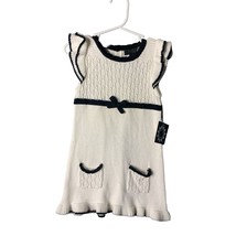 Daisy Girls Infant Baby Size 12 Months White Black Sweater Dress Cap Sleeve - $10.88