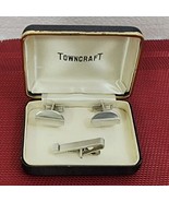 Towncraft Men&#39;s Jewelry Set Cufflinks &amp; Tie Bar Clasp Clip Stay Brushed ... - £14.93 GBP